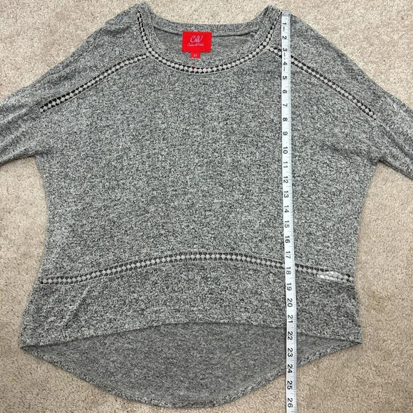 Chelsea & Violet Sweater Womens XS Gray Pullover Crochet Bohemian Boxy Ladies - Picture 10 of 13
